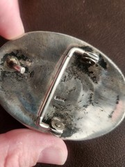 Vintage Sterling Silver Overlay Lifeline Bear Belt Buckle*