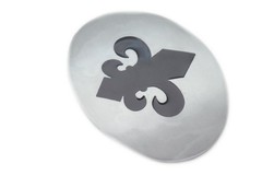 Women Men Belt Buckle Silver Metal Bling Black Fleur De Lis Iris France Flower