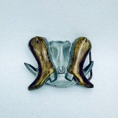 Vintage Western Belt Buckle (Pewter) 1995 Great American Products Cowboy Boots