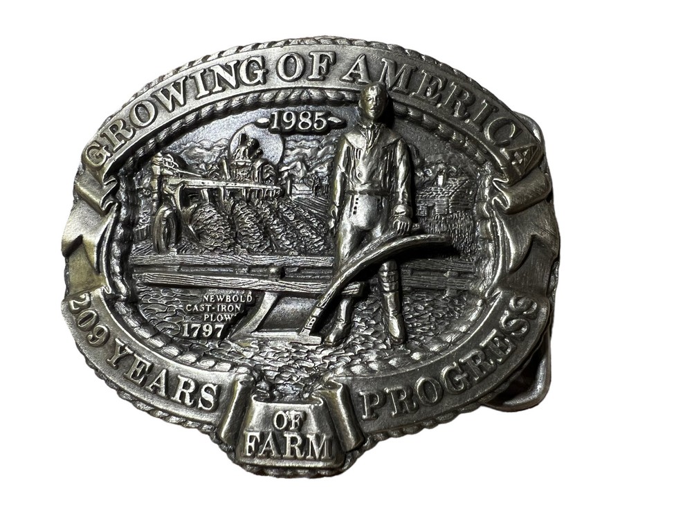 Vtg 1985 Nasco Newbold&rsquo;s Cast Iron Plow Growing Of America Belt Buckle Numbered