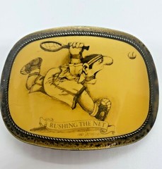 Rushing the Net Tennis Player Racket Ball 1976 Pacifica Vintage Belt Buckle x28