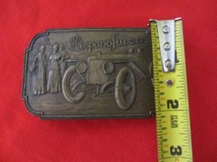 brass belt buckle fits under 2&Prime; belt car vintage model rectangle 3 5/8 « w 2 1/4 »