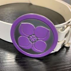 Purple Silver Buckle Peach Four Leaf Clover White Leather Belt Japan Unisex New
