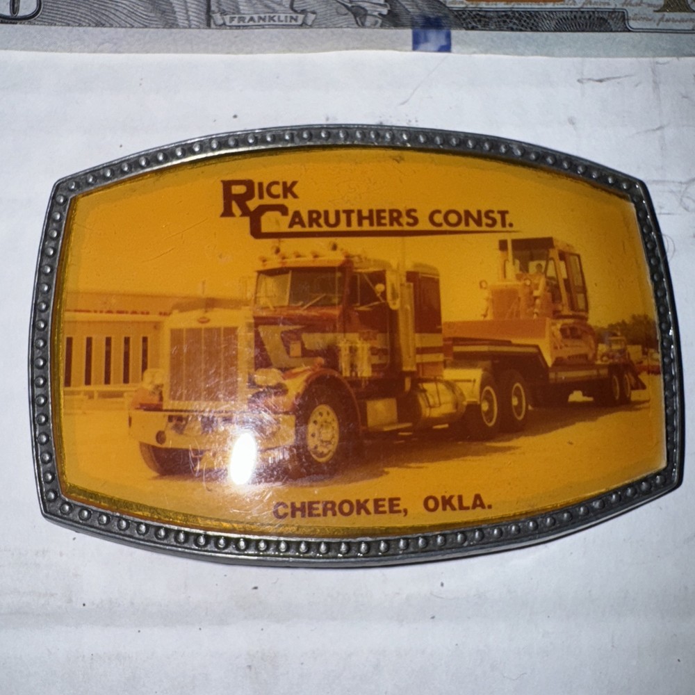 Vintage Rick Caruthers Construction Okla BELT BUCKLE