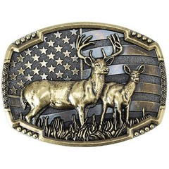 American Flag Bull Western Cowboy, Cowgirl Belt Buckle Antique Bronze Tone