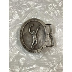 Bergamot Tennis Player Belt Buckle 1977 Brass Works **Made In USA**