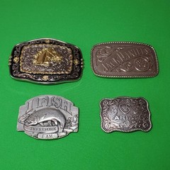 Lot of 4 Belt Buckles ~ Horse Head Jack Daniels Old No. 7 Fish Ariat