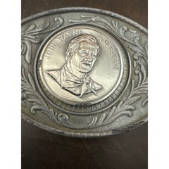 Vintage John Wayne American Belt Buckle Silver Tone Western Oval The Duke 3 Inch