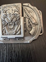 Tiger Guns Western Cowboy Lighter Belt Buckle