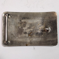 Belt Buckle Metal Running Horse Four Horseshoes Silver Tone 3.5&Prime; x 2(5/8) »