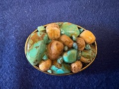 A.V. MAX NYC Oval Brass Turquoise Stone Buckle Made in USA