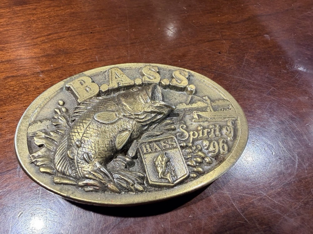 Vintage B.A.S.S. Spirit of &rsquo;96 Bass Anglers Sportmans Society Belt Buckle Adult