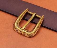 25MM Gold Plated Western Cowboy Prong Leathercraft 3-Piece Set Pin Belt Buckle