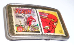 Flash Superhero Belt Buckle Hand Made with Authentic USA Postage Stamps
