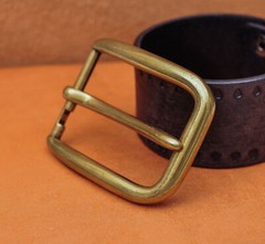 Retro Brass Long Big Heavy Single Prong Pin Leather Belt Buckle Fits 40MM Strap