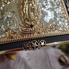 Virgen De Guadalupe Western Belt Buckle Rose Tone & Silver Cowboy Rodeo Buckle