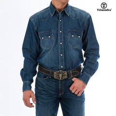TRIWORKS Western Leather Belt for Men Cowboy Cowgirl Fit Size 34&Prime;-37&Prime;, Black