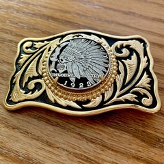 Unique Indian Warrior Skull Hobo Nickel Cut Out Coin Belt Buckle