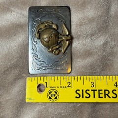 Vintage USMC Marine Corps Eagle Globe Anchor Trench Art Belt Buckle Brass