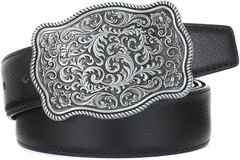 Western Cowboy Belt Buckles Men Vintage Novelty Large Handmade Silver Floral