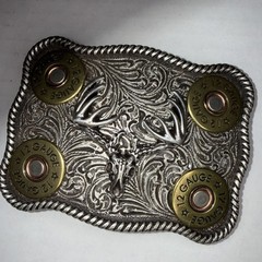Nocona Belt Buckle 12 Gauge Shotgun Shells Whitetail Deer Skull Filigree NEW