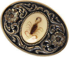 Belt Buckle for Men- Unique Luminous Stone Native American White 3D Scorpion Ani