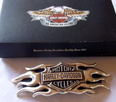 Harley Davidson 2004 Flames Bar & Shield 6&Prime; Belt Buckle 99555-04V NOS BOXED
