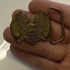 Vintage 1983 Baron Motorcycles Harley Davidson Eagle Solid Brass Belt Buckle