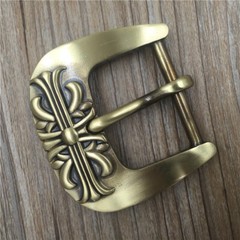Solid Brass Men&rsquo;s Engraved Vintage Pin Buckle Belt Buckle Fits 1.5 Inch Belts；