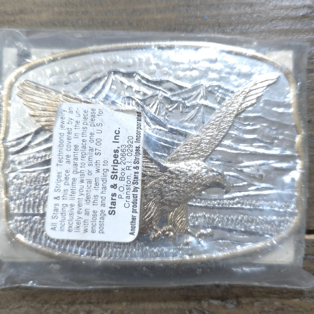 NEW Vtg Silver and Gold Tone Bald Eagle Belt Buckle U.S.A. Collectable Rare Old
