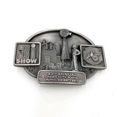 1987 Great Bend KS Belt Buckle Windmill Barn Farming Agriculture 3I Kansas