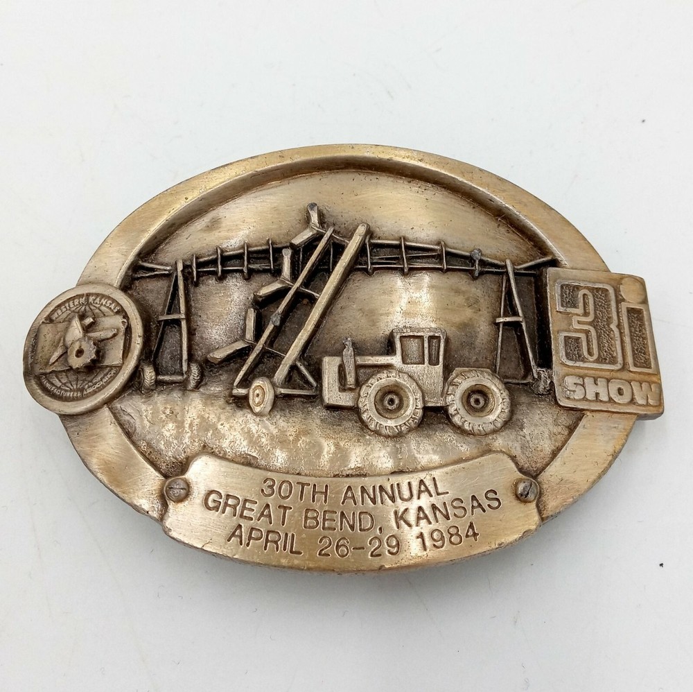 Kansas Farm 3I Show Belt Buckle Great Bend 1984 Tractor Farm Implements KS