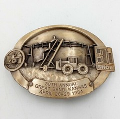 Kansas Farm 3I Show Belt Buckle Great Bend 1984 Tractor Farm Implements KS