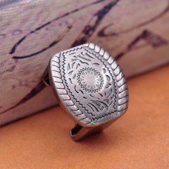 BIG Silver Flower Engraved Vintage Western Cowboy Belt Buckle Set Fit 20mm Strap