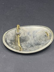 Vintage Metal Belt Buckle, Nickle Silver, Barrel Racing, Horse, Rodeo – Shines