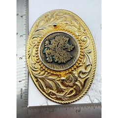 Gold Tone Eagle Crest Belt Buckle Western Scroll Oval 4&Prime; Fits 1.5&Prime; belt