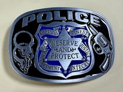 AMERICAS FINEST POLICE We Serve Protect Law Enforcement Commemorate Belt Buckle