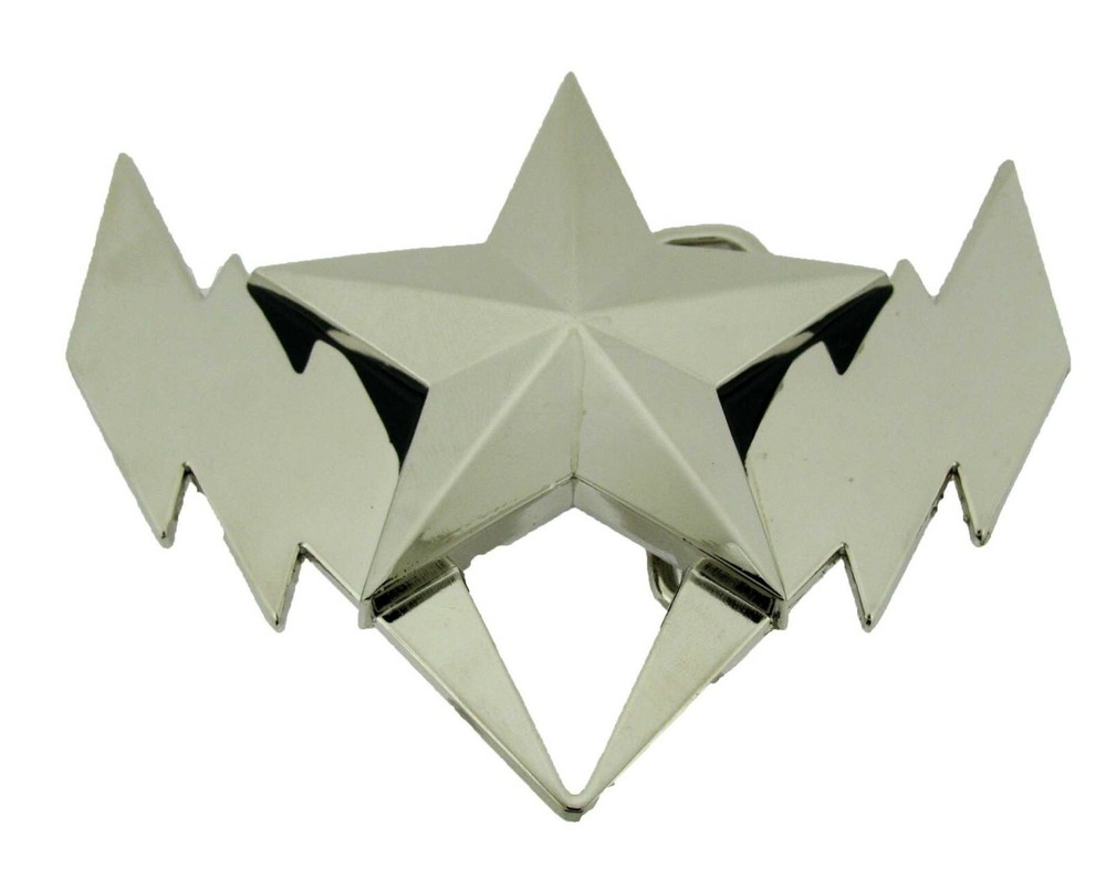 Star Belt Buckle Silver Metal Lightning Bolt Chrome Tattoo Gothic New Men Women