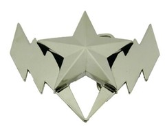 Star Belt Buckle Silver Metal Lightning Bolt Chrome Tattoo Gothic New Men Women
