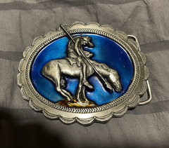 Siskiyou Buckle Co., Inc. Native American Oval Eagle Belt Buckle Blue/Silver