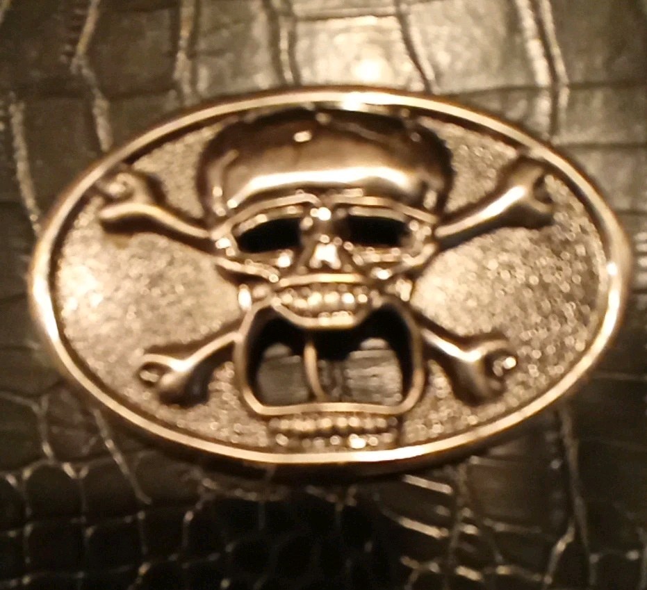 Skull & Crossbones Belt Buckle Bottle Opener Silver Color 4&Prime; x 2.5&Prime; Kalan Biker