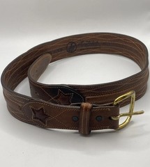 Vintage Larry Mahan Tooled Embroidered Leather Belt 6511 size 34