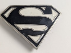 Superman Belt Buckle Black & Silver Enamel Shield Logo DC Comics Superhero