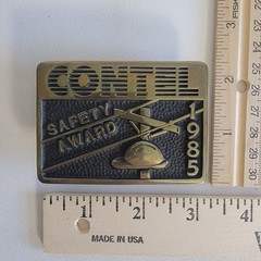 Contel Brass Belt Buckle 1985 Safety Award Anacortes Brass Works Handmade