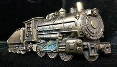 Vintage 1980 Belt Buckle Great American Buckle Co Train Steam Engine Signed #&rsquo;d