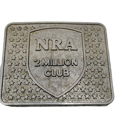 NRA Belt Buckle Mens Silver 2 Million Club Shield Stars Metal Rodeo Western Vtg