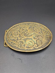 Western Belt Buckle Flower Pattern Brass