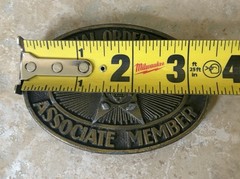 Vintage 1970s Fraternal Order of Police WESTERN buckle SOLID BRASS Cowboy *Worn*