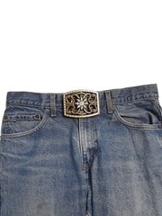 Western Crystal floral engraved design Belt Buckle