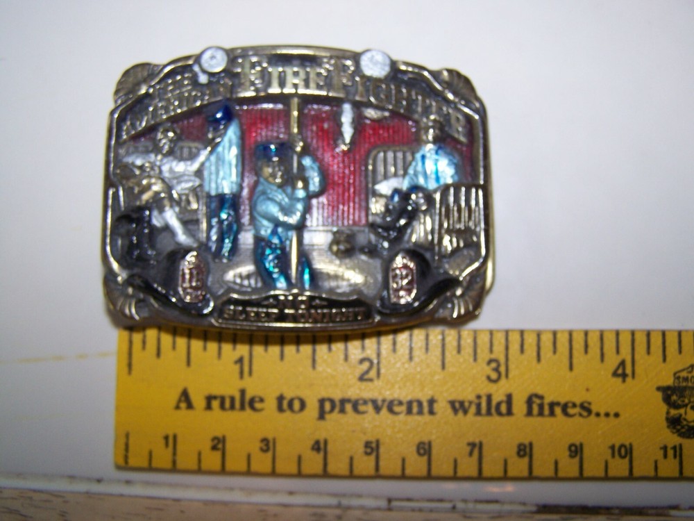 1986 The American Firefighter No Sleep Tonight Metal Belt Buckle Fireman